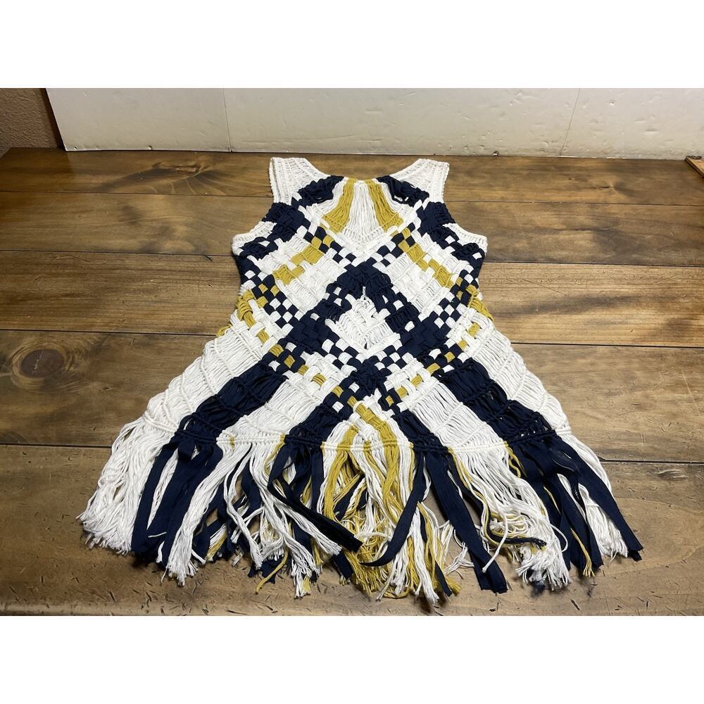 Fiets Voor | Fringe Knit Tank | Yellow & Navy | Small | Anthropologie - Picture 10 of 10
